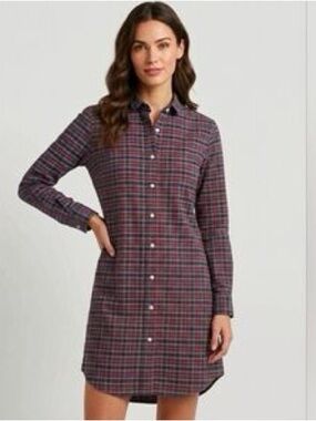 Kiel James Patrick KJP Scallop Oxford Dress Made in USA Tartan Plaid Large